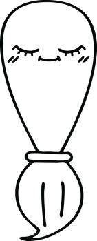 line drawing cartoon of a paint brush png