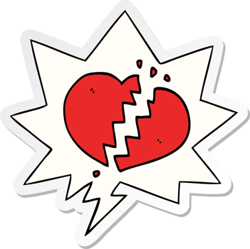 cartoon broken heart with speech bubble sticker png