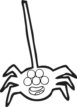drawn black and white cartoon halloween spider png