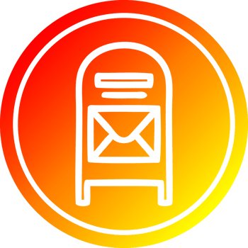 mail box circular icon with warm gradient finish png