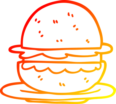 warm gradient line drawing of a cartoon burger png