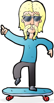 cartoon older man on skateboard png