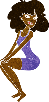 cartoon sitting woman in dress png