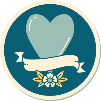 sticker of tattoo in traditional style of a heart and banner png