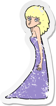 retro distressed sticker of a cartoon woman pulling photo face png