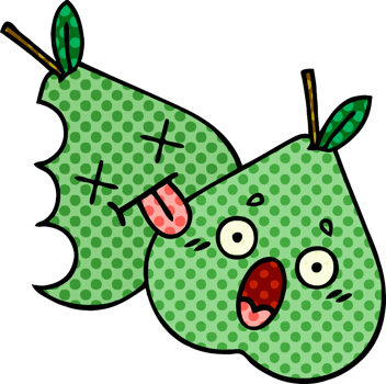 comic book style cartoon of a green pear png