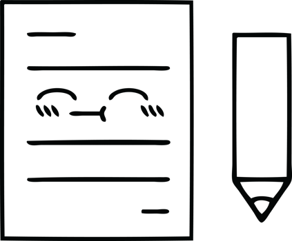 line drawing cartoon of a test paper png