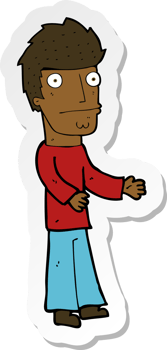 sticker of a cartoon confused man png