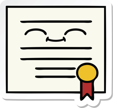sticker of a cute cartoon graduation diploma png