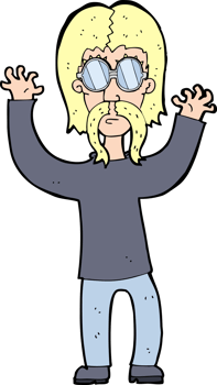 cartoon hippie man waving arms png