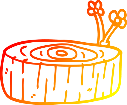 warm gradient line drawing of a cartoon tree log png