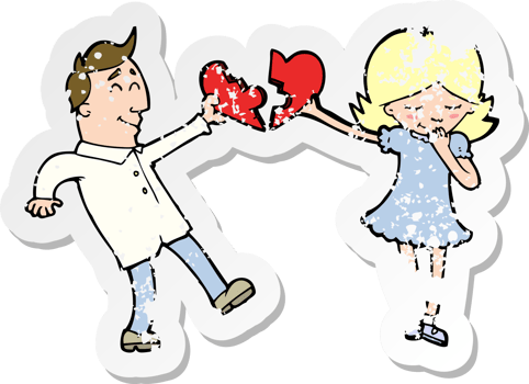 retro distressed sticker of a cartoon couple in love png