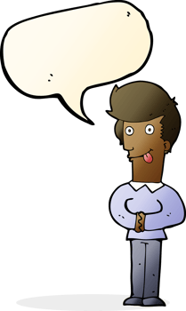 cartoon man sticking out tongue with speech bubble png