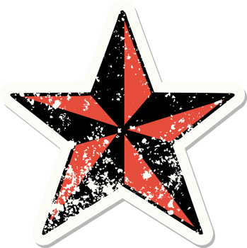distressed sticker tattoo in traditional style of a star png