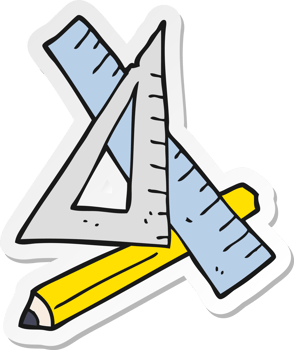 sticker of a cartoon pencil and ruler png