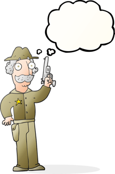hand drawn thought bubble cartoon sheriff png