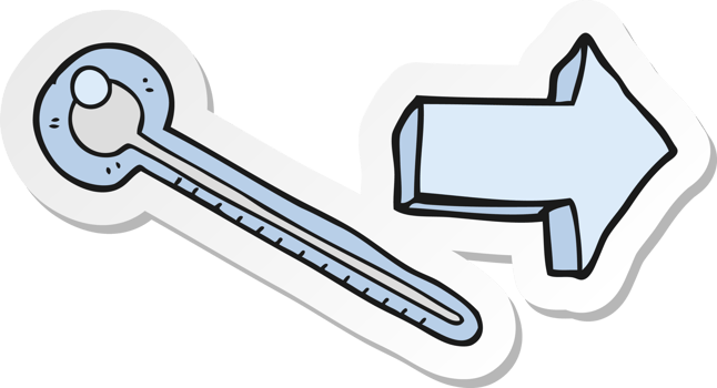 sticker of a cartoon thermometer png