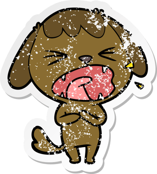 distressed sticker of a cute cartoon dog png