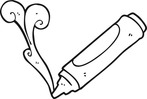 hand drawn black and white cartoon wax crayon png