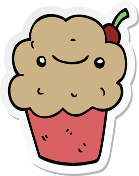 sticker of a cartoon cupcake png