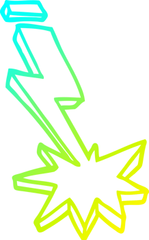 cold gradient line drawing of a cartoon thunder bolt png