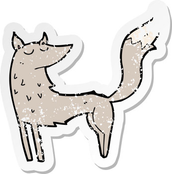 retro distressed sticker of a cartoon wolf png