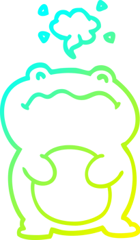cold gradient line drawing of a cartoon frog png