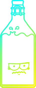 cold gradient line drawing of a cartoon old bottle png