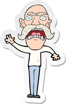 sticker of a cartoon angry old man png