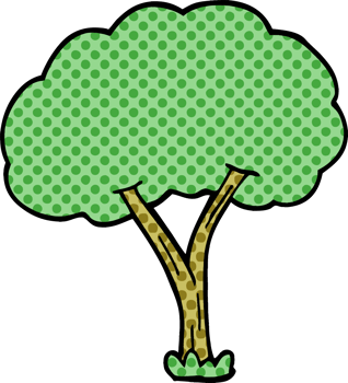 cartoon doodle blooming tree png