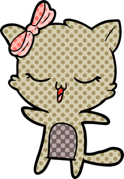 cartoon cat with bow on head png