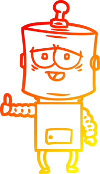 warm gradient line drawing of a cartoon robot png