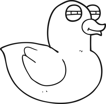 hand drawn black and white cartoon funny rubber duck png