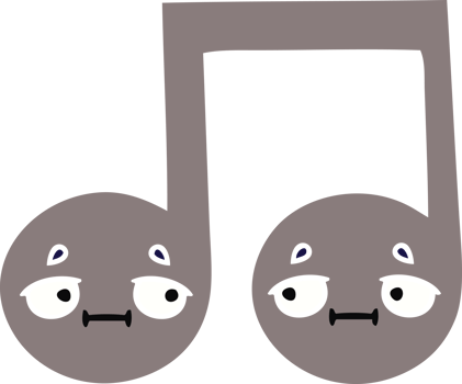 flat color retro cartoon of a musical note png