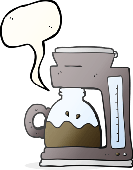 hand drawn speech bubble cartoon coffee filter machine png