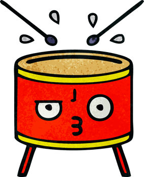 retro grunge texture cartoon of a drum png