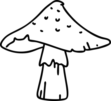 line doodle of a wild mushroom that may or may not be poisonous png