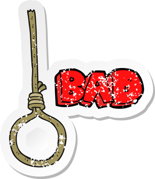 retro distressed sticker of a cartoon noose png