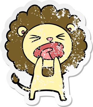distressed sticker of a cartoon angry lion png