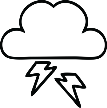 line drawing cartoon of a thunder cloud png