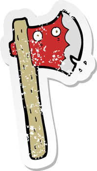 retro distressed sticker of a cartoon axe drawing png