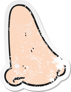 retro distressed sticker of a cartoon human nose png