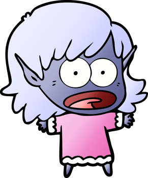 cartoon shocked elf girl png