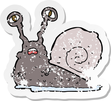 retro distressed sticker of a cartoon gross snail png