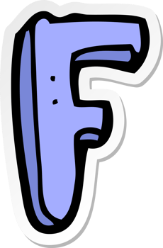 sticker of a cartoon letter F png