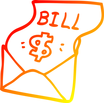 warm gradient line drawing of a cartoon bill in envelope png