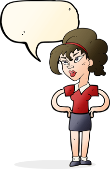 cartoon woman with hands on hips with speech bubble png
