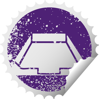 distressed circular peeling sticker symbol of a in box png