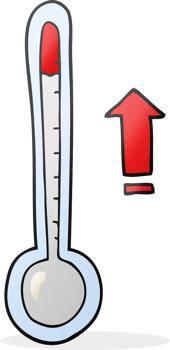 hand drawn cartoon rising temperature png