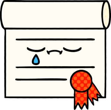 comic book style cartoon of a certificate png